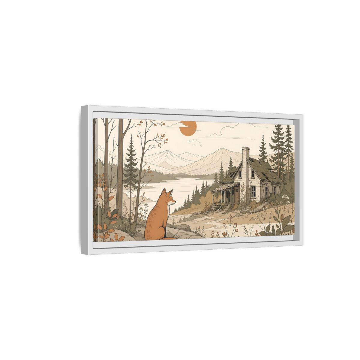 Side Mockup 6. Nature Fox Fox Autumn Landscape shown as stretched canvas wall art