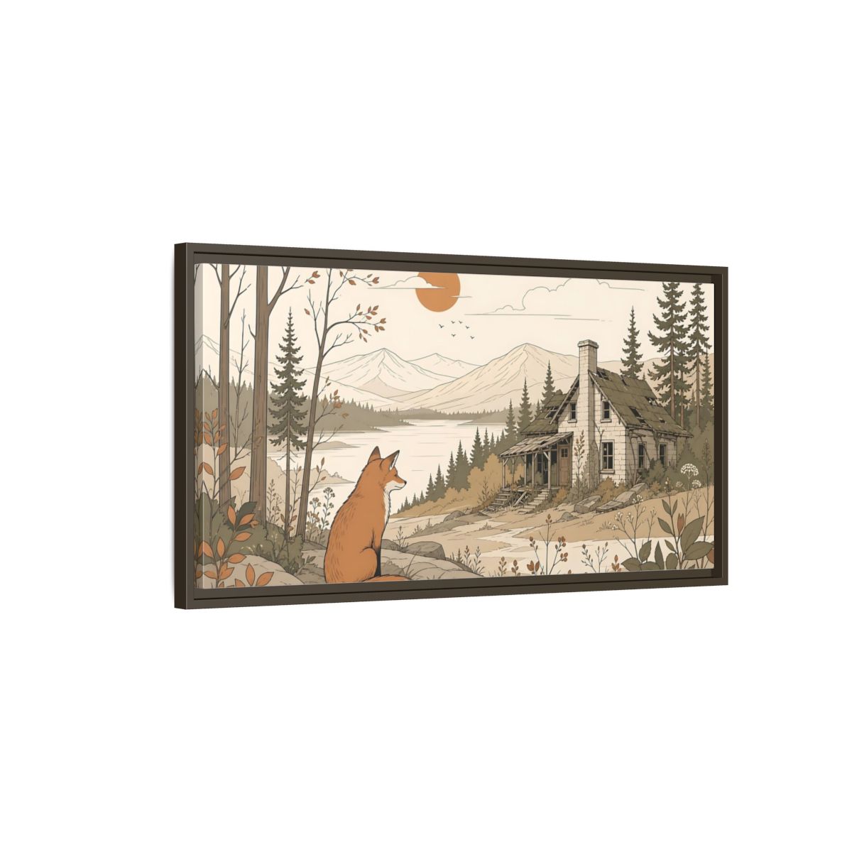 Main Mockup. Nature Fox Fox Autumn Landscape shown as stretched canvas wall art