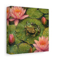 Side Mockup 2. Nature Frog Green And Pink shown as stretched canvas wall art
