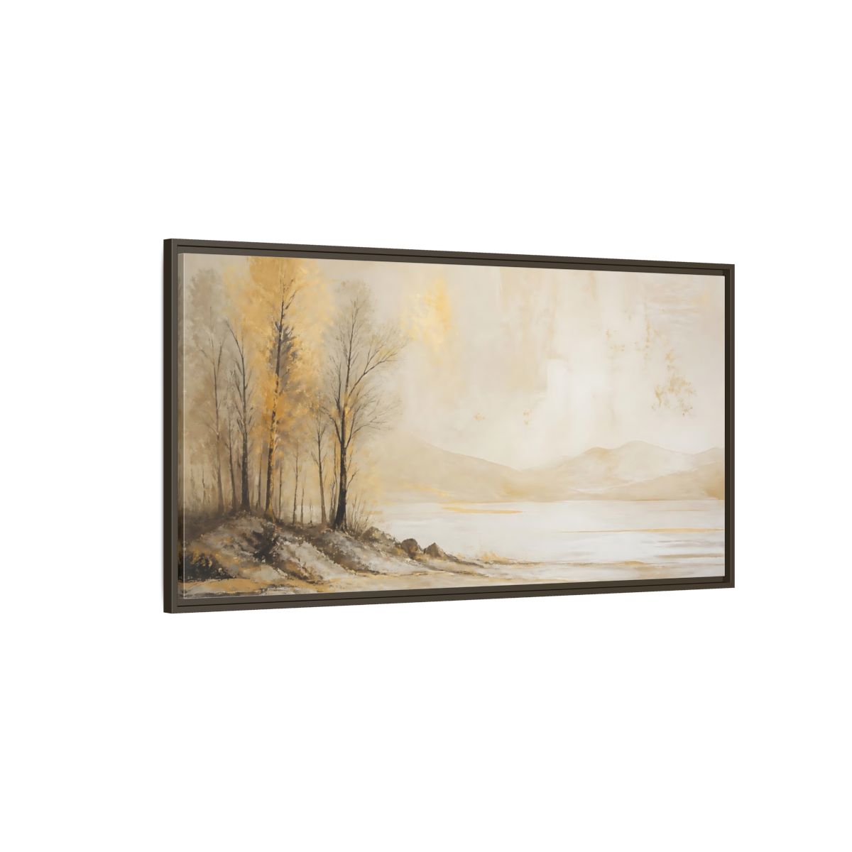 Side Mockup 4. Nature Golden Trees Gold Beige Trees shown as stretched canvas wall art