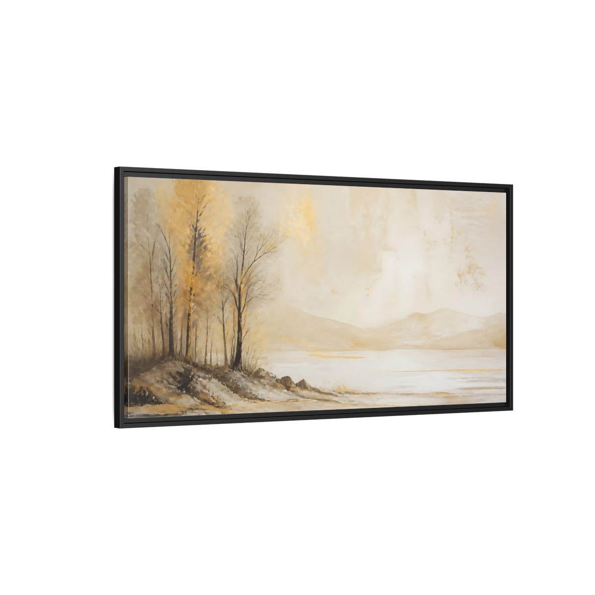 Side Mockup 5. Nature Golden Trees Gold Beige Trees shown as stretched canvas wall art