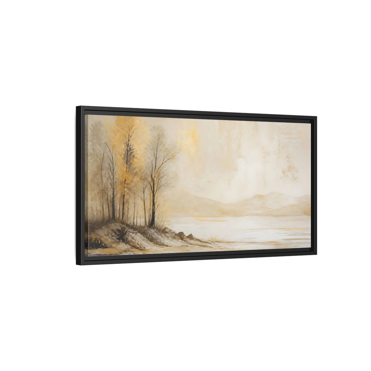 Side Mockup 2. Nature Golden Trees Gold Beige Trees shown as stretched canvas wall art