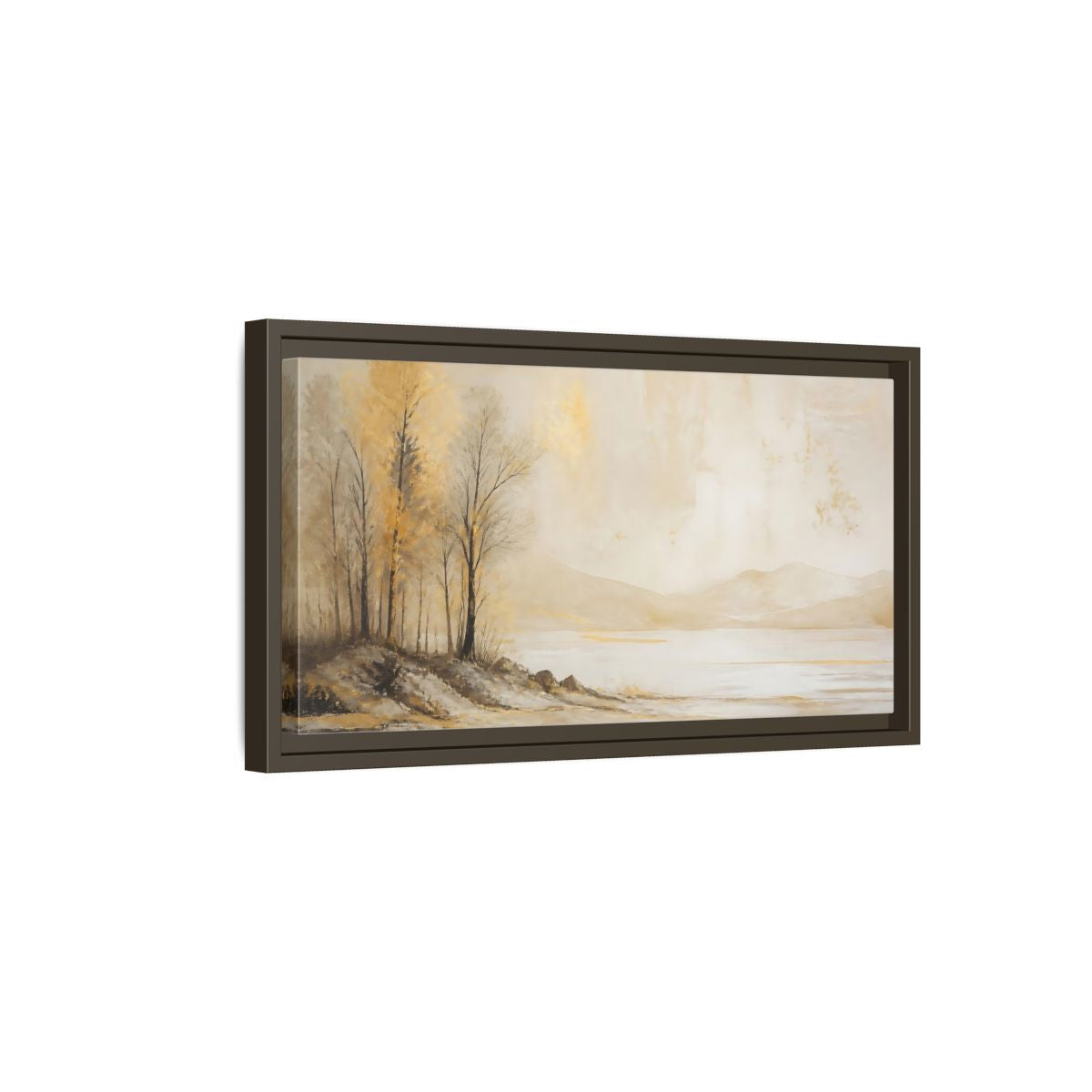 Side Mockup 7. Nature Golden Trees Gold Beige Trees shown as stretched canvas wall art
