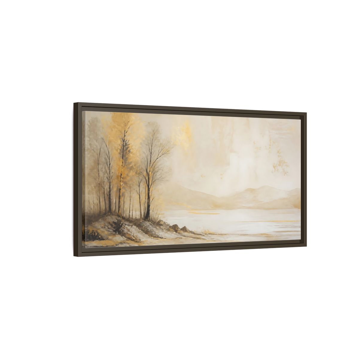 Main Mockup. Nature Golden Trees Gold Beige Trees shown as stretched canvas wall art