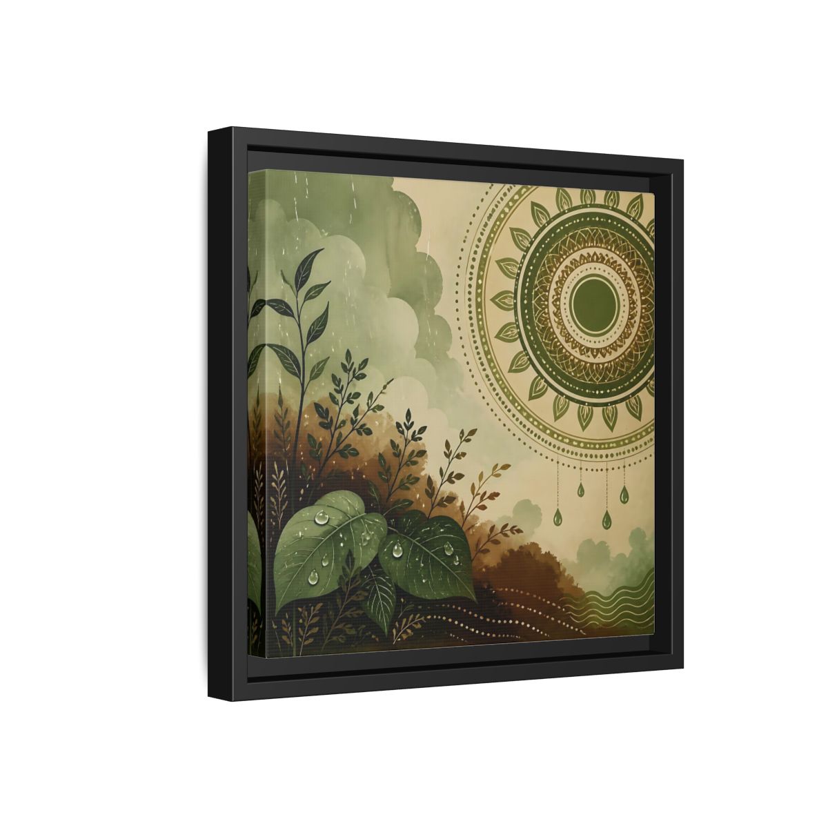 Side Mockup 18. Nature Green Foliage Green And Brown Nature shown as stretched canvas wall art