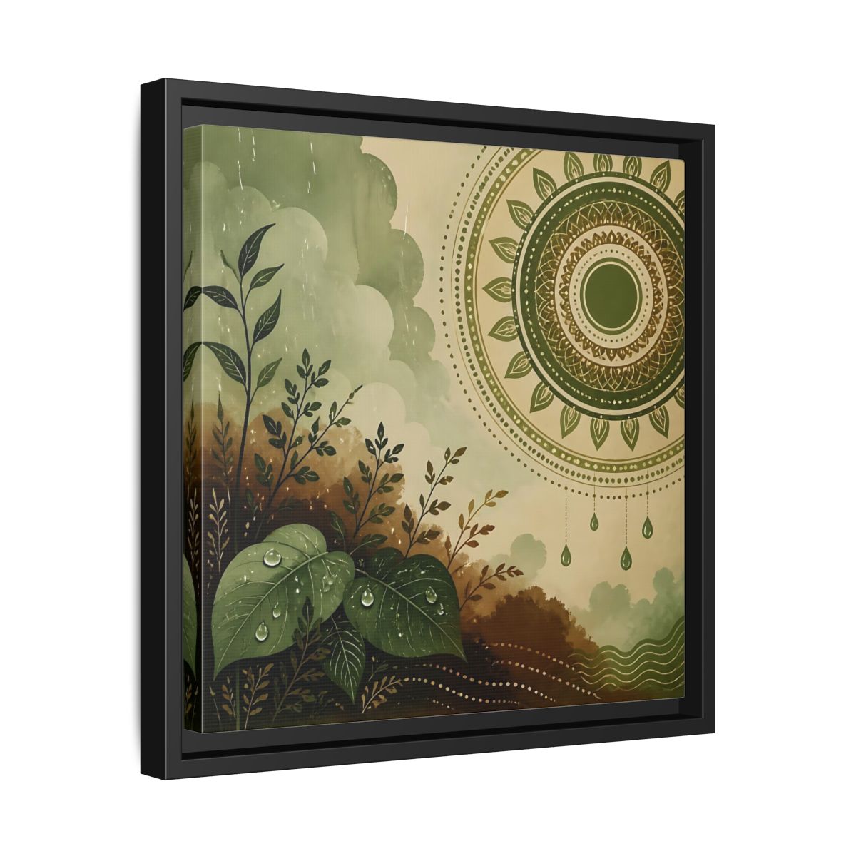 Side Mockup 32. Nature Green Foliage Green And Brown Nature shown as stretched canvas wall art