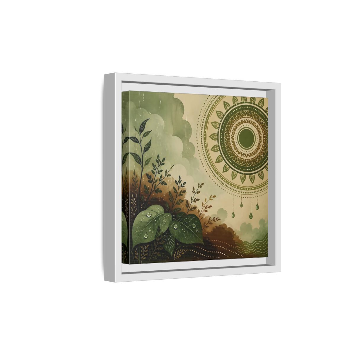 Side Mockup 19. Nature Green Foliage Green And Brown Nature shown as stretched canvas wall art