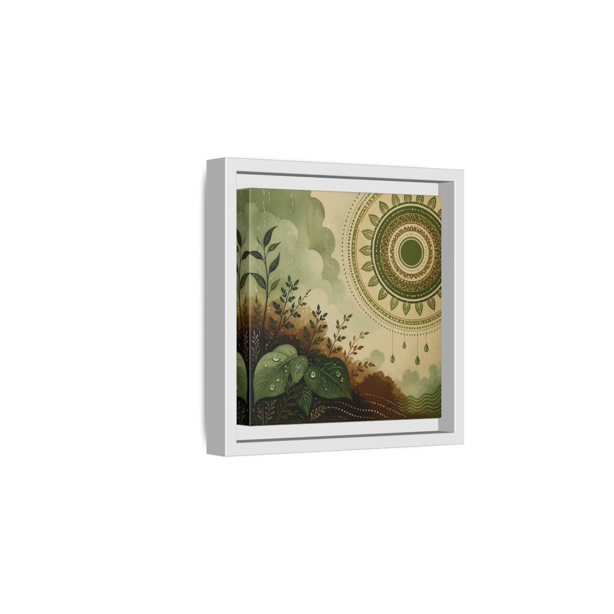 Side Mockup 1. Nature Green Foliage Green And Brown Nature shown as stretched canvas wall art