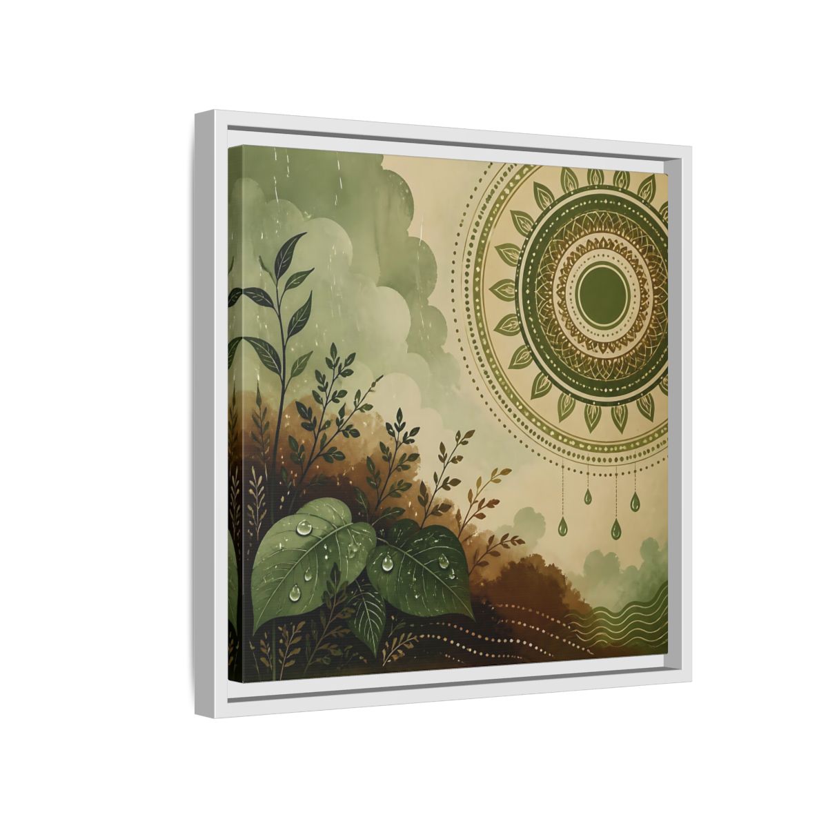 Side Mockup 13. Nature Green Foliage Green And Brown Nature shown as stretched canvas wall art