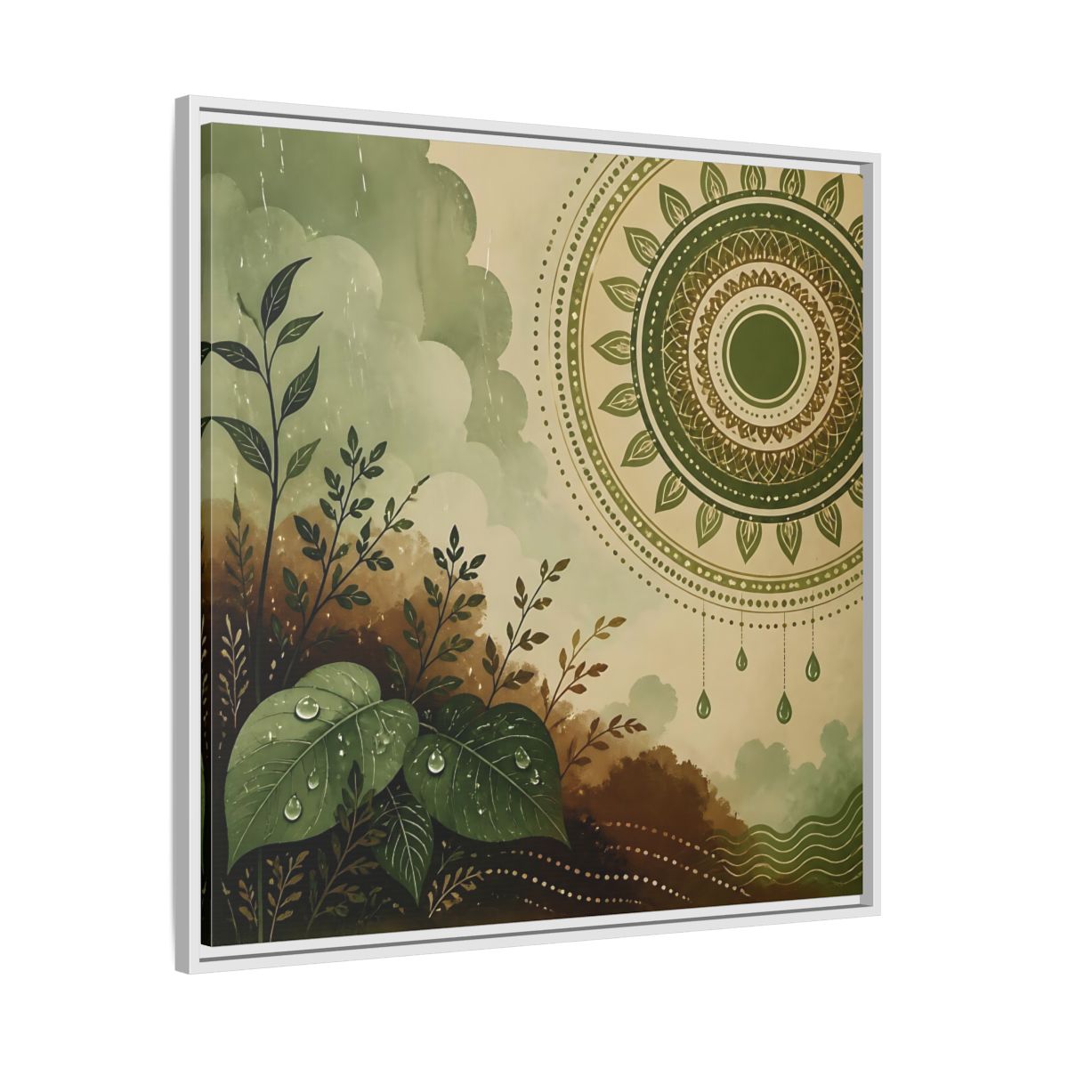 Side Mockup 25. Nature Green Foliage Green And Brown Nature shown as stretched canvas wall art