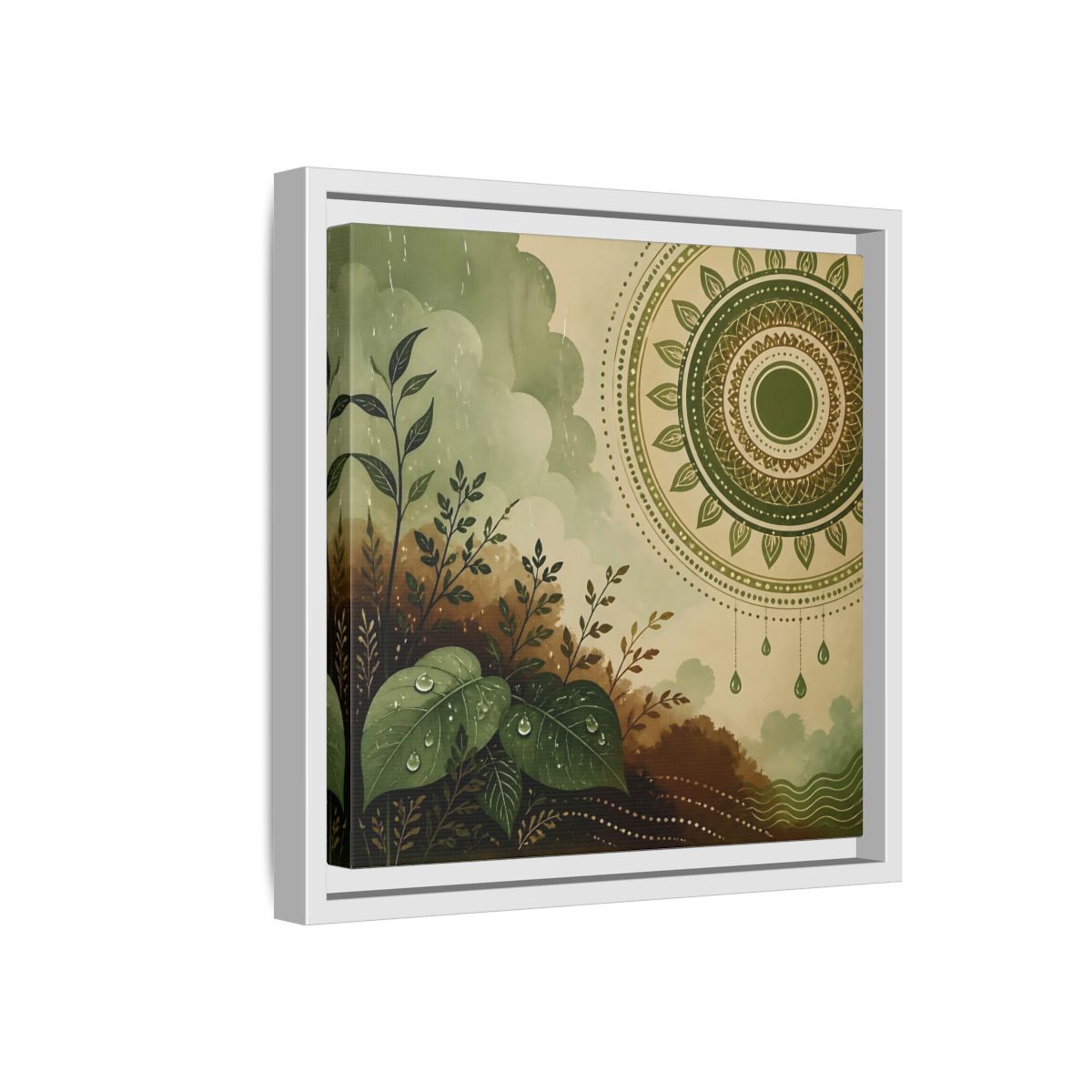 Side Mockup 16. Nature Green Foliage Green And Brown Nature shown as stretched canvas wall art