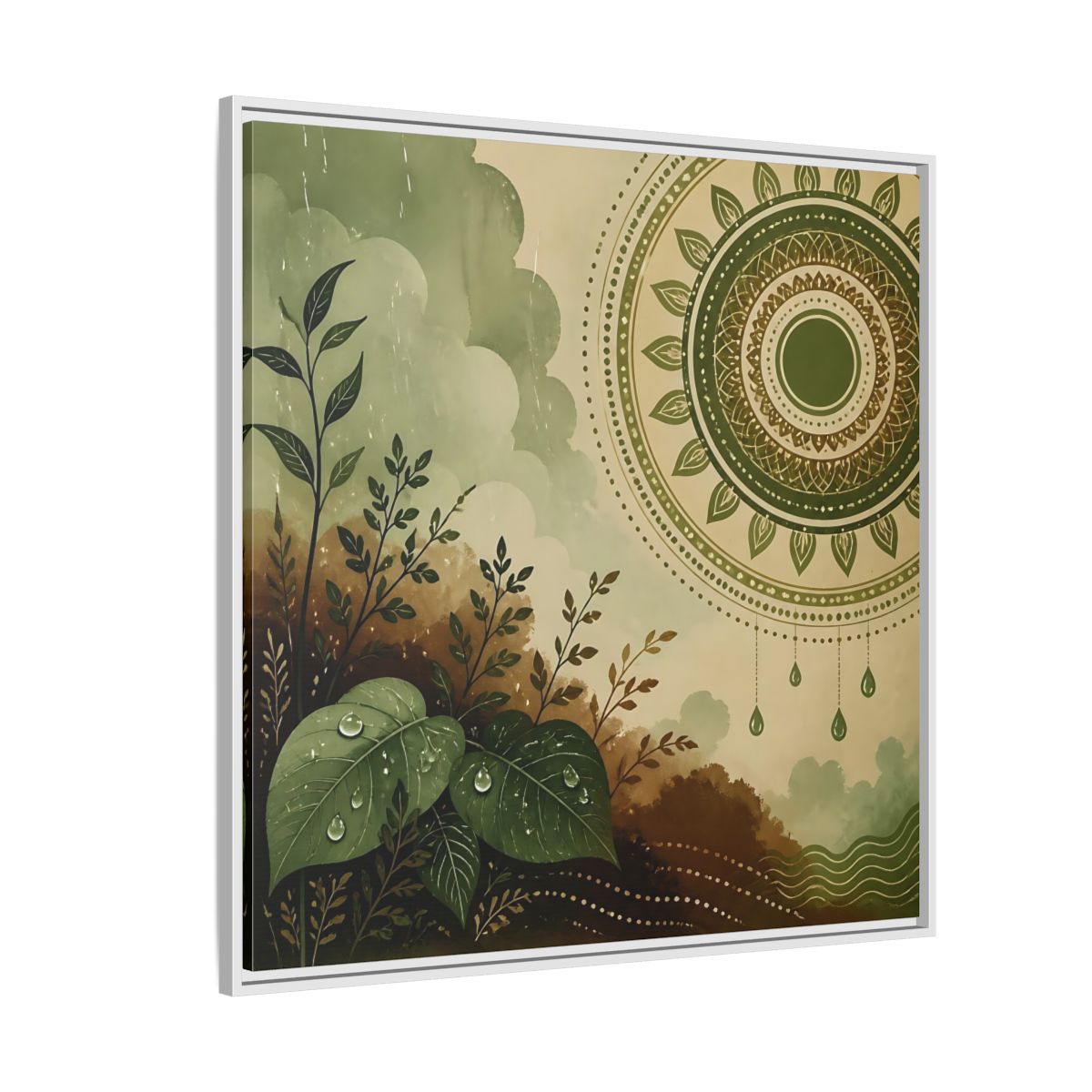 Side Mockup 4. Nature Green Foliage Green And Brown Nature shown as stretched canvas wall art