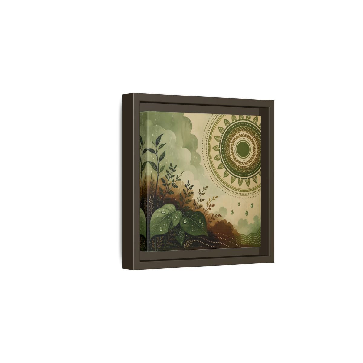 Side Mockup 2. Nature Green Foliage Green And Brown Nature shown as stretched canvas wall art