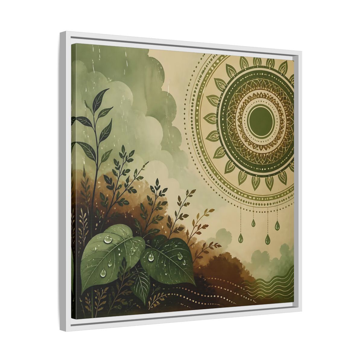 Side Mockup 26. Nature Green Foliage Green And Brown Nature shown as stretched canvas wall art