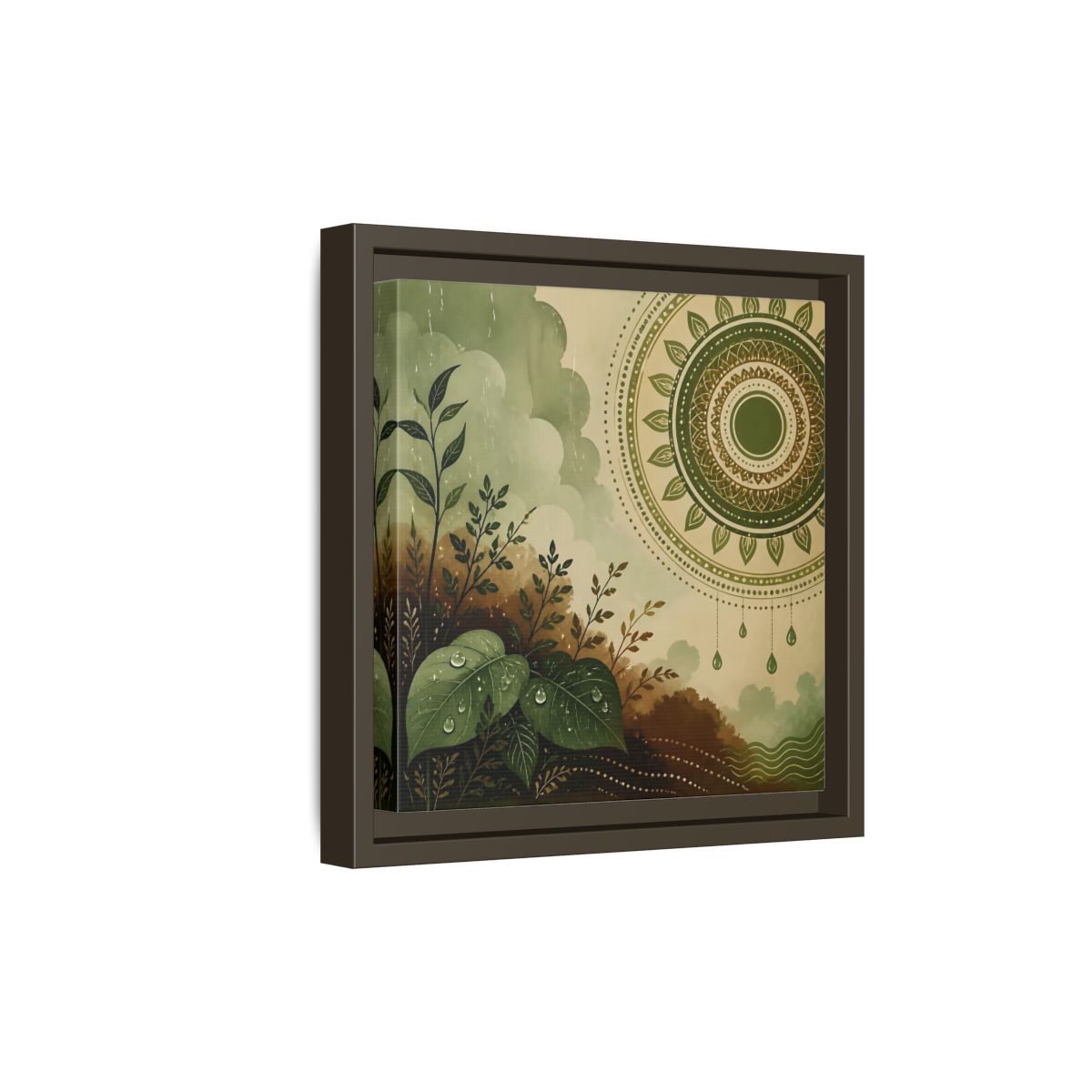 Side Mockup 20. Nature Green Foliage Green And Brown Nature shown as stretched canvas wall art