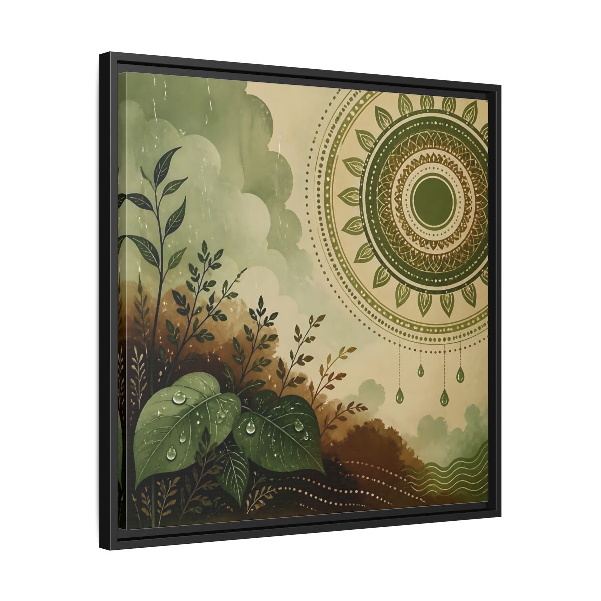 Side Mockup 31. Nature Green Foliage Green And Brown Nature shown as stretched canvas wall art