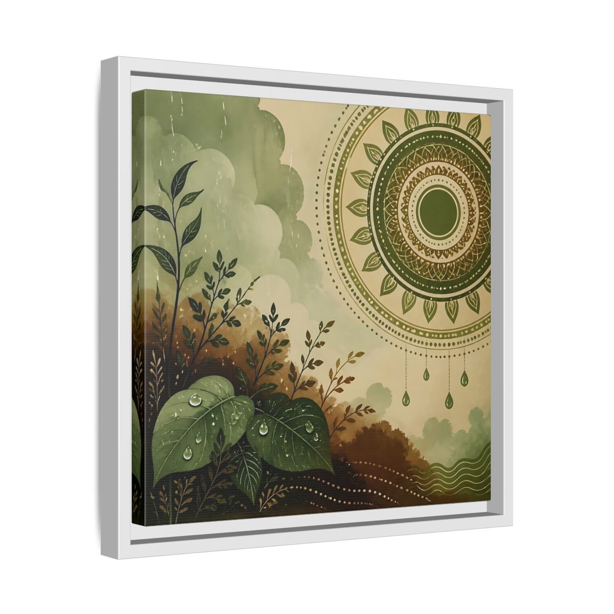 Side Mockup 28. Nature Green Foliage Green And Brown Nature shown as stretched canvas wall art