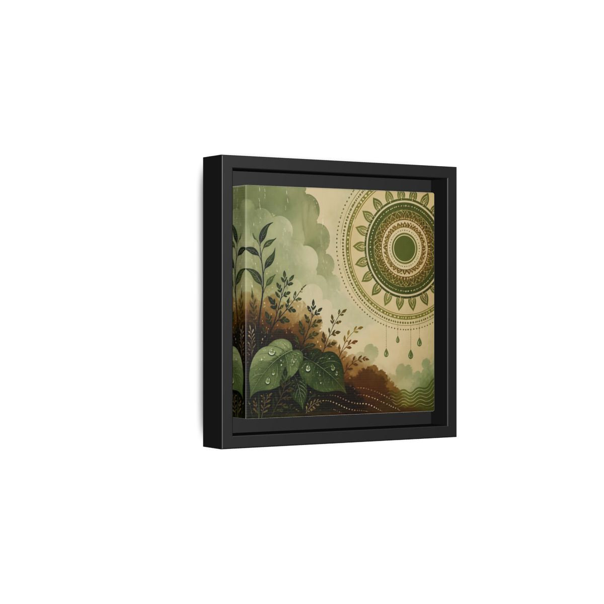 Side Mockup 3. Nature Green Foliage Green And Brown Nature shown as stretched canvas wall art