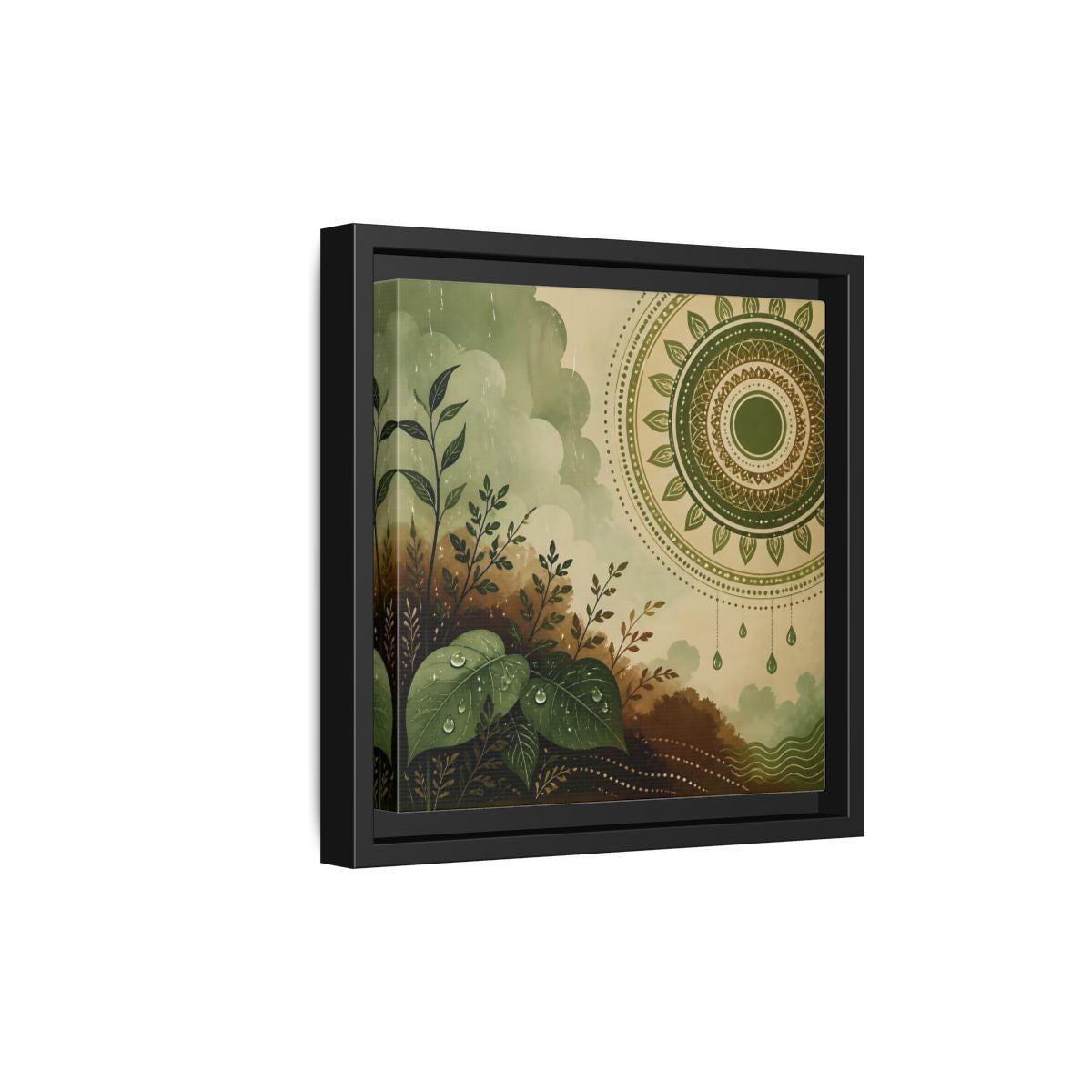 Side Mockup 21. Nature Green Foliage Green And Brown Nature shown as stretched canvas wall art