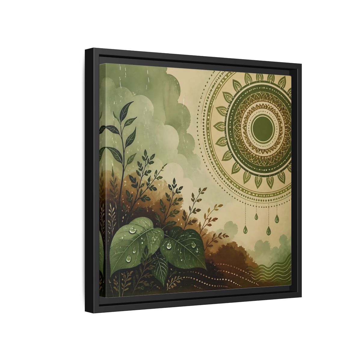 Side Mockup 15. Nature Green Foliage Green And Brown Nature shown as stretched canvas wall art