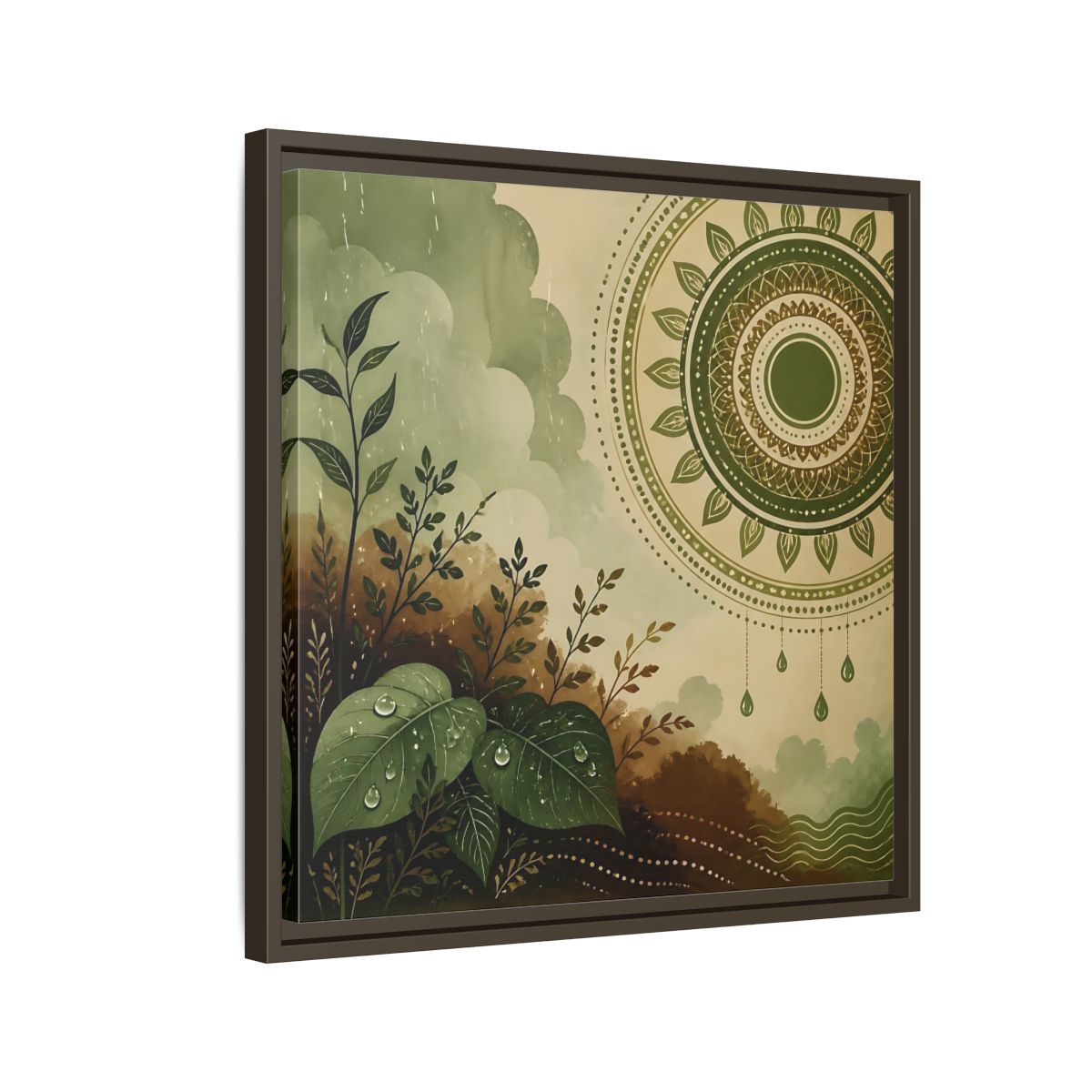 Side Mockup 11. Nature Green Foliage Green And Brown Nature shown as stretched canvas wall art
