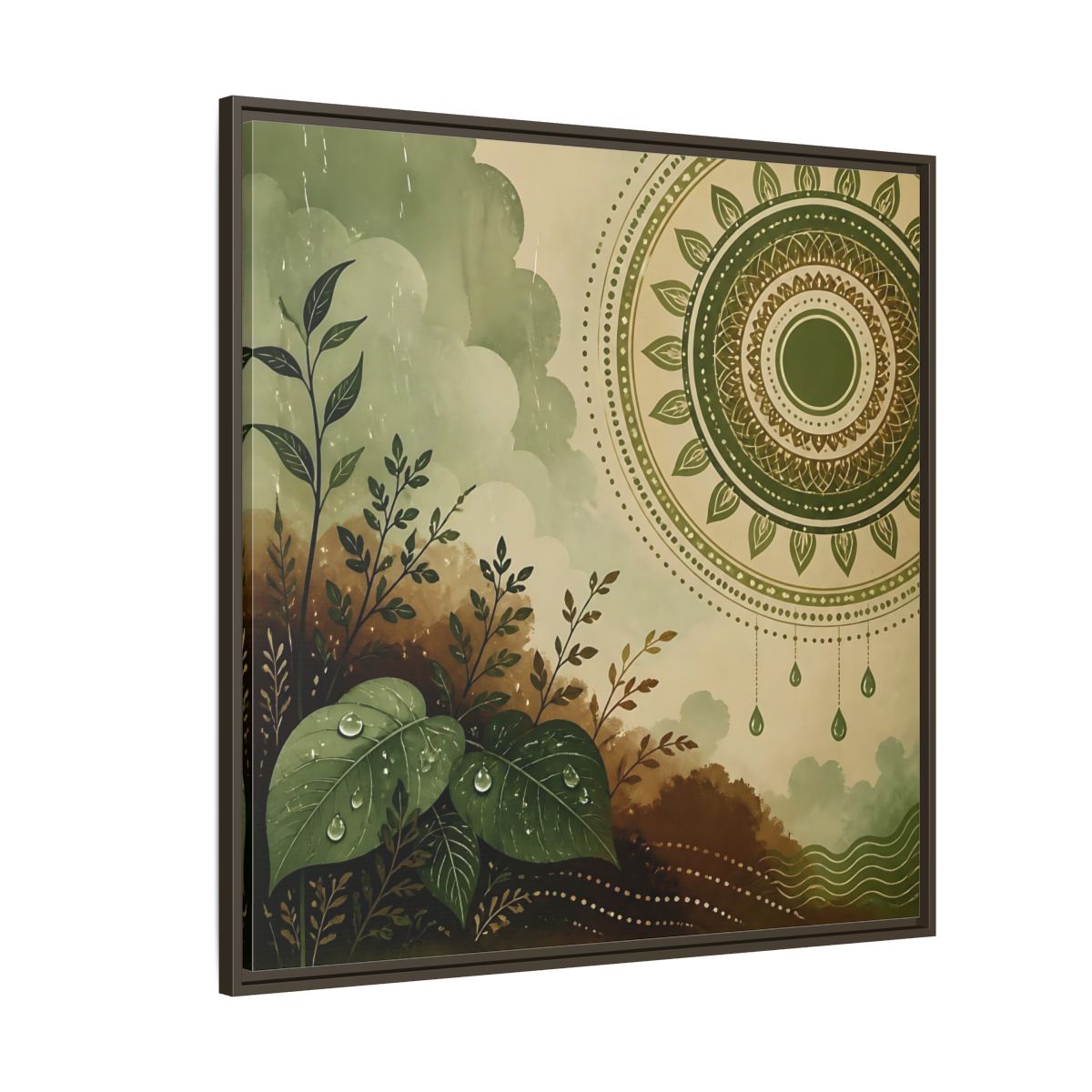Side Mockup 5. Nature Green Foliage Green And Brown Nature shown as stretched canvas wall art