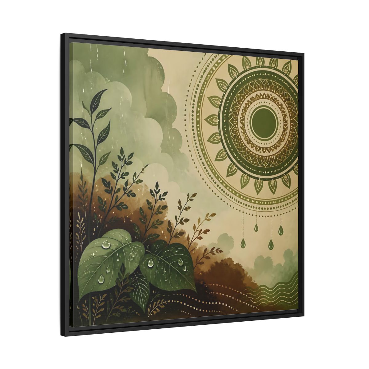 Side Mockup 30. Nature Green Foliage Green And Brown Nature shown as stretched canvas wall art