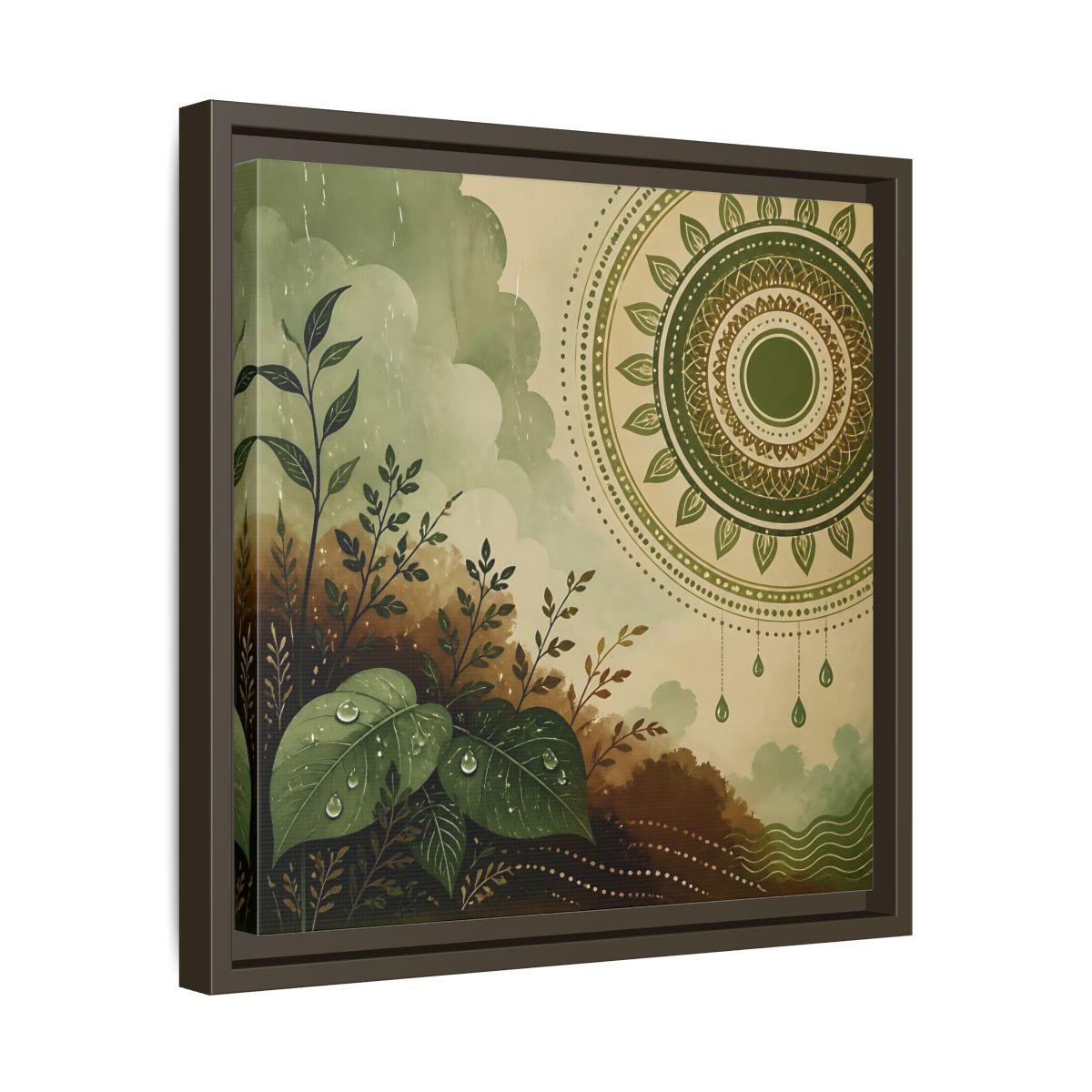Side Mockup 29. Nature Green Foliage Green And Brown Nature shown as stretched canvas wall art
