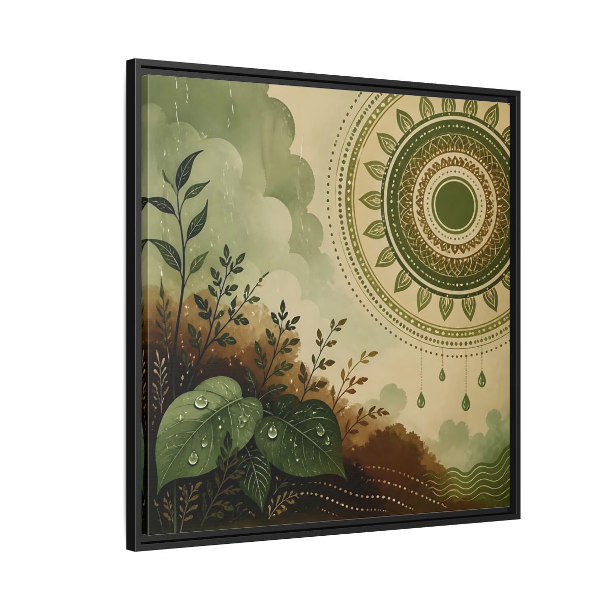 Side Mockup 9. Nature Green Foliage Green And Brown Nature shown as stretched canvas wall art