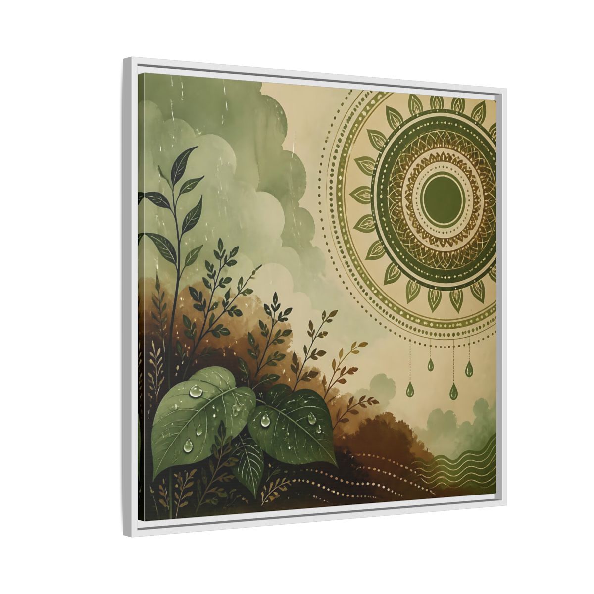 Side Mockup 7. Nature Green Foliage Green And Brown Nature shown as stretched canvas wall art