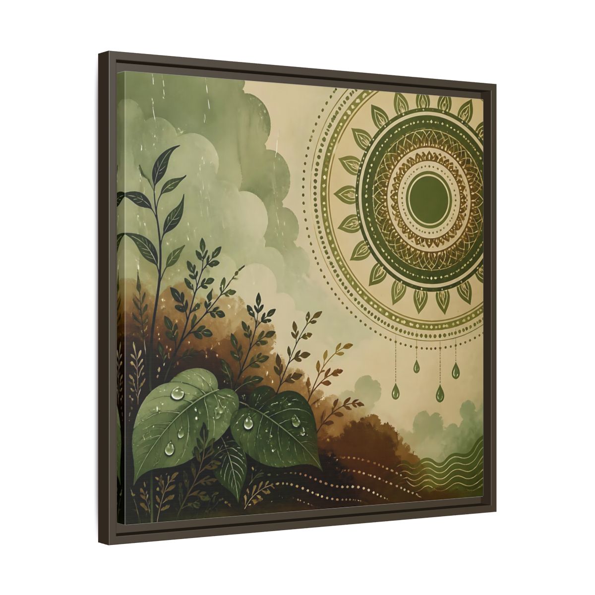 Side Mockup 27. Nature Green Foliage Green And Brown Nature shown as stretched canvas wall art