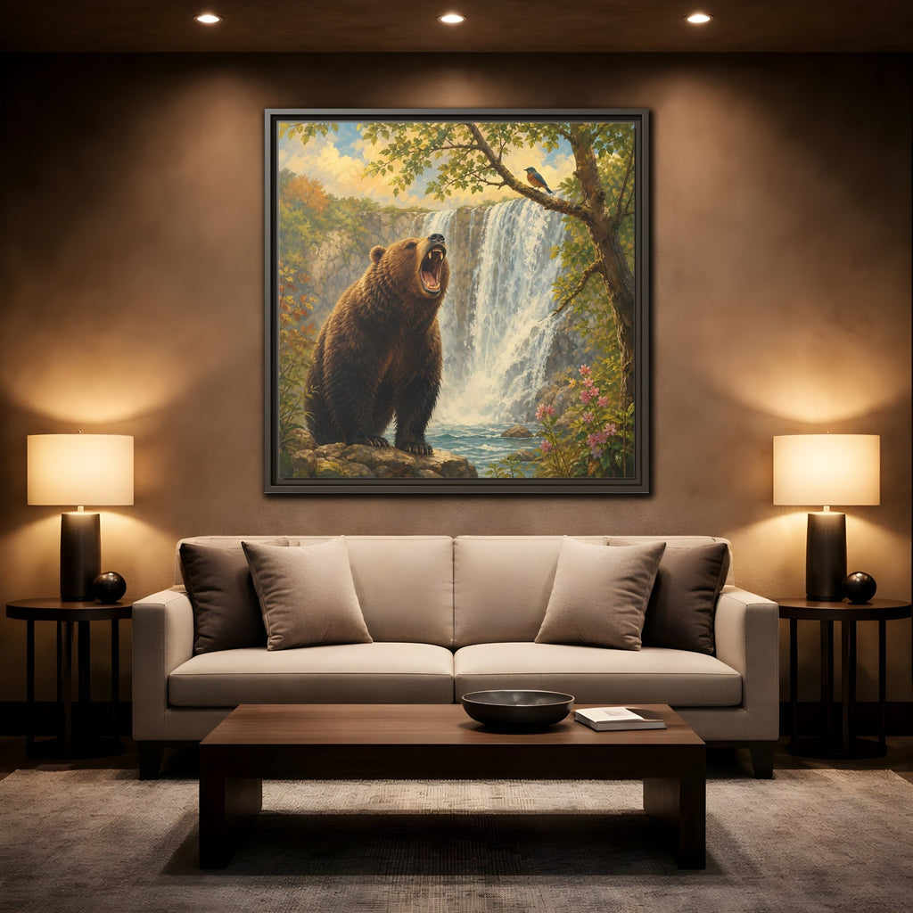 Mockup 2. Nature Grizzly Bear Brown Bear Nature shown as stretched canvas wall art