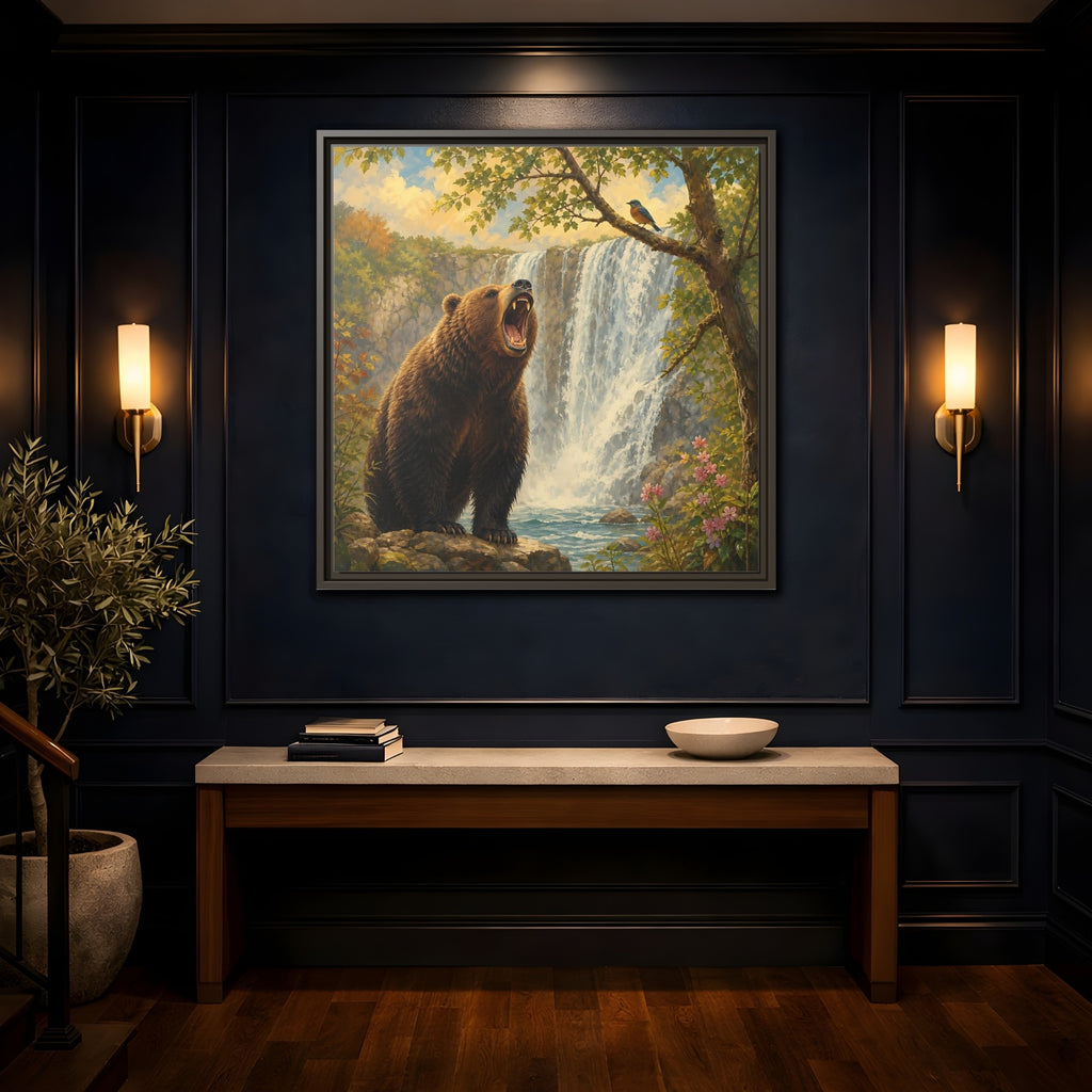 Mockup 4. Nature Grizzly Bear Brown Bear Nature shown as stretched canvas wall art