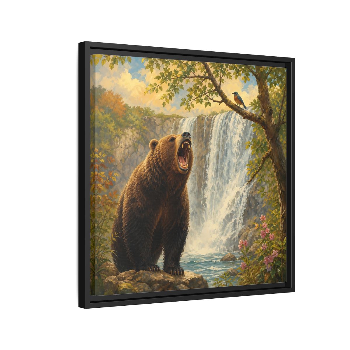Side Mockup 12. Nature Grizzly Bear Brown Bear Nature shown as stretched canvas wall art