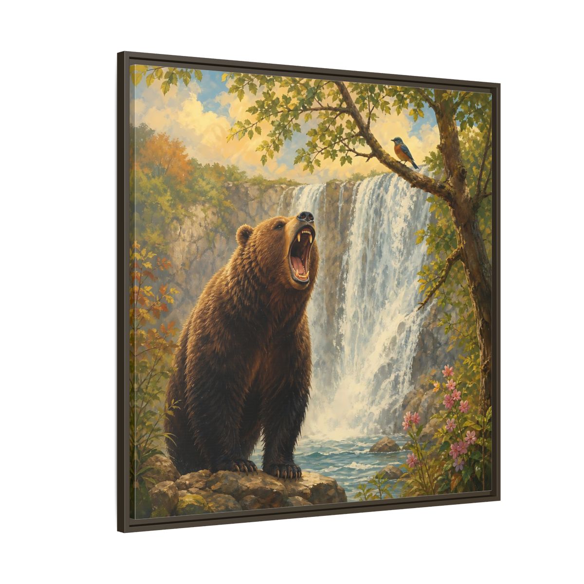 Side Mockup 5. Nature Grizzly Bear Brown Bear Nature shown as stretched canvas wall art
