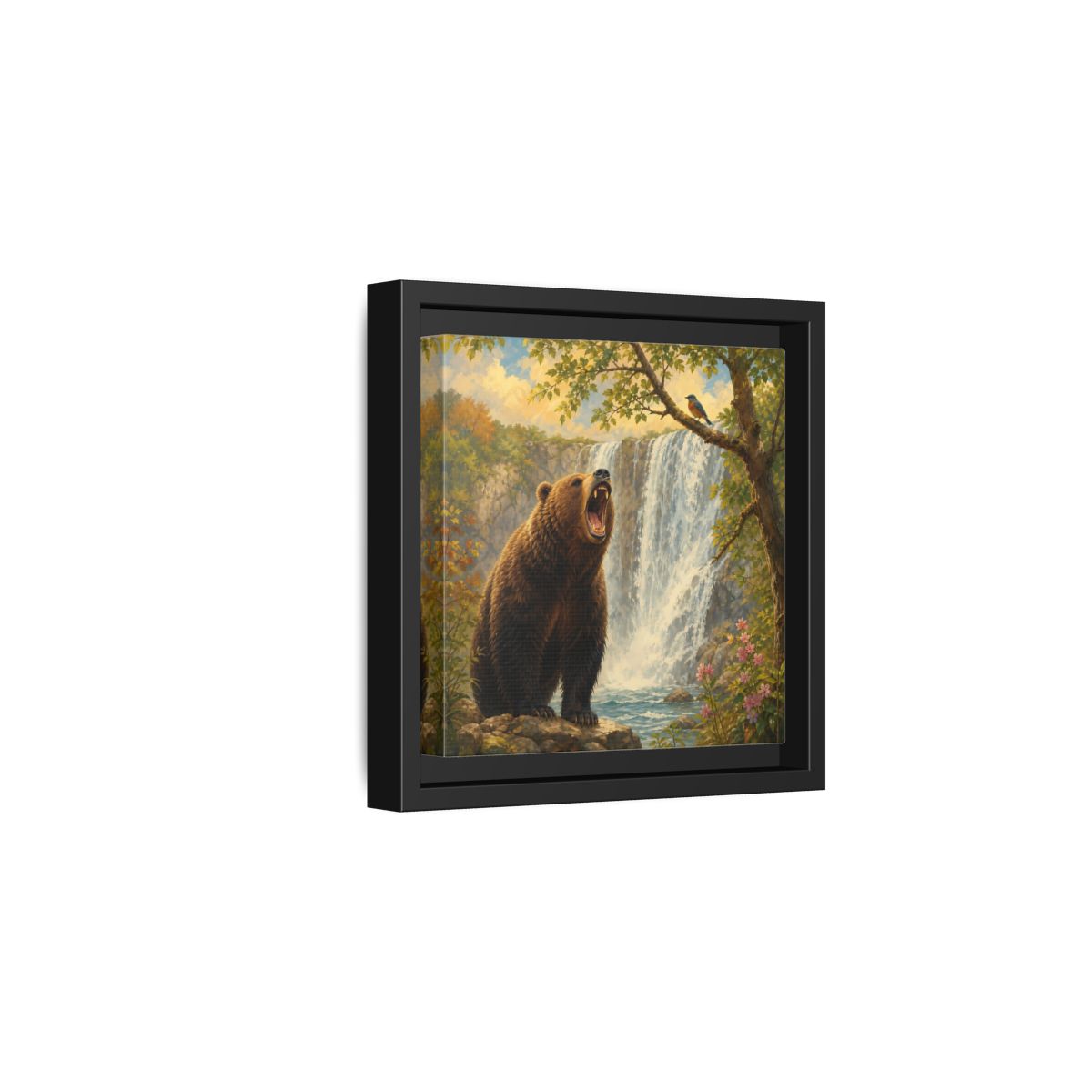 Side Mockup 3. Nature Grizzly Bear Brown Bear Nature shown as stretched canvas wall art