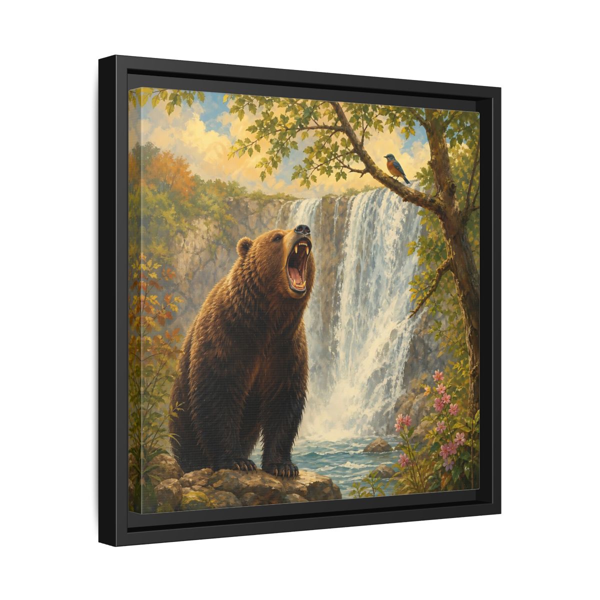 Side Mockup 32. Nature Grizzly Bear Brown Bear Nature shown as stretched canvas wall art