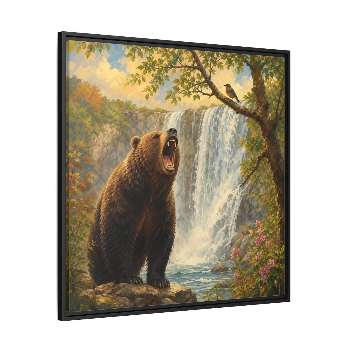 Side Mockup 30. Nature Grizzly Bear Brown Bear Nature shown as stretched canvas wall art