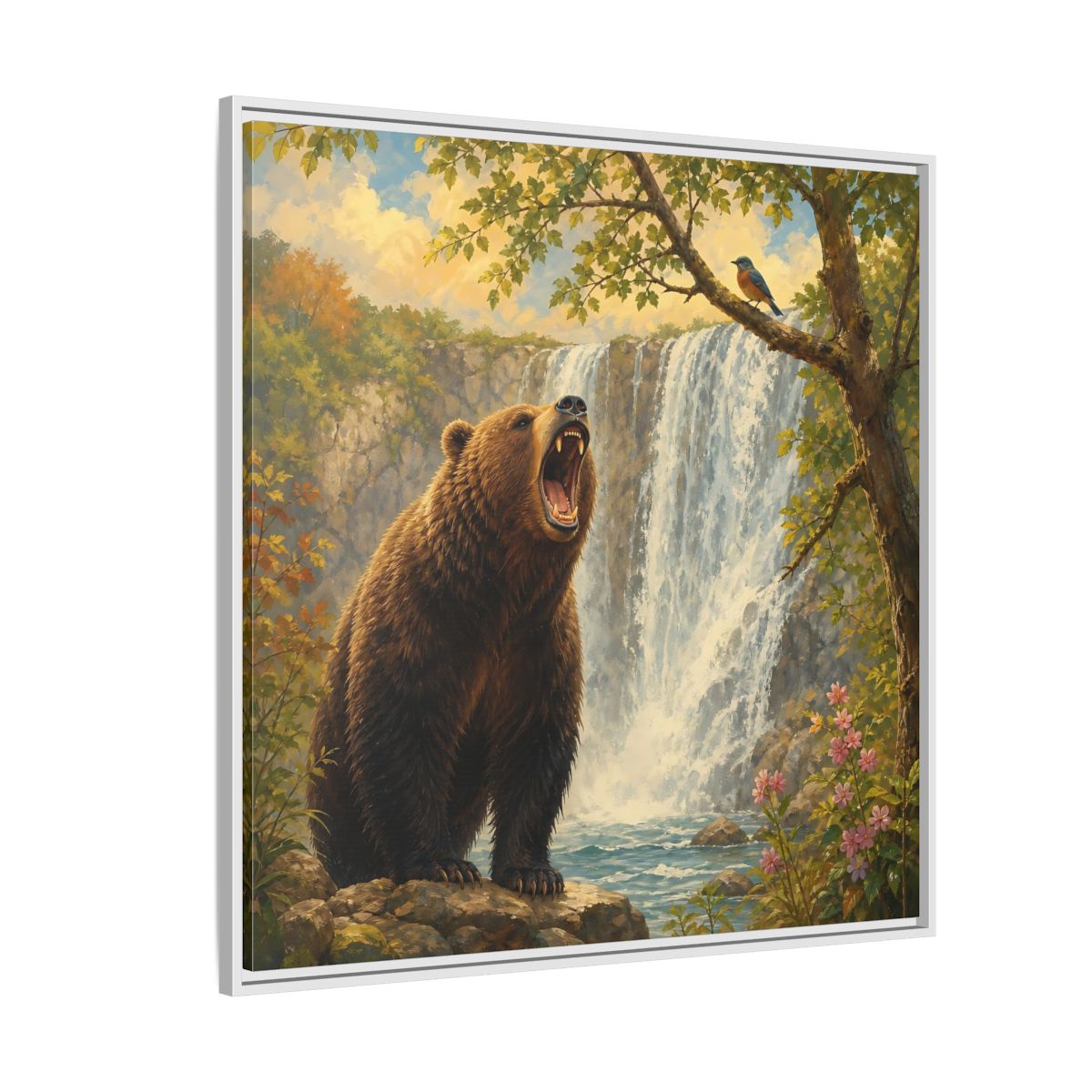 Side Mockup 4. Nature Grizzly Bear Brown Bear Nature shown as stretched canvas wall art