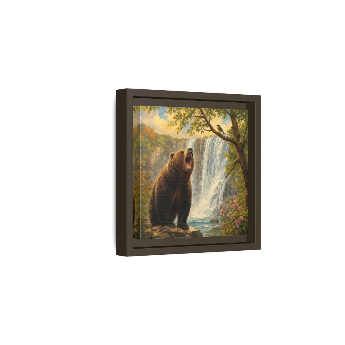 Side Mockup 2. Nature Grizzly Bear Brown Bear Nature shown as stretched canvas wall art