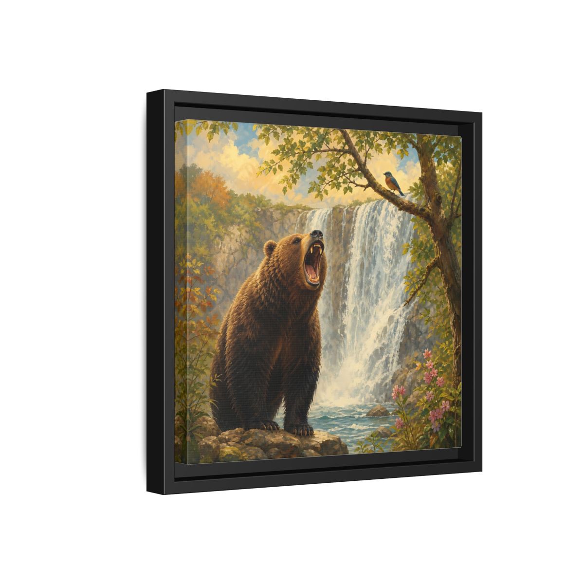 Side Mockup 18. Nature Grizzly Bear Brown Bear Nature shown as stretched canvas wall art