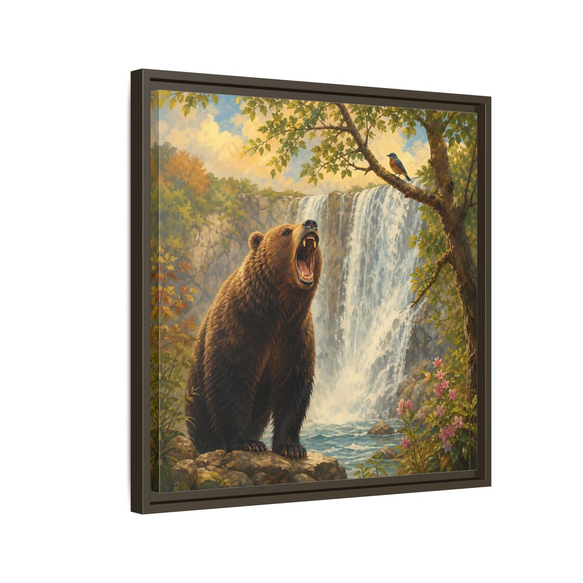 Side Mockup 11. Nature Grizzly Bear Brown Bear Nature shown as stretched canvas wall art