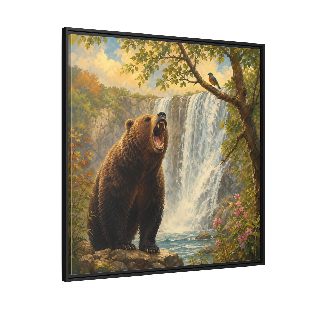 Side Mockup 6. Nature Grizzly Bear Brown Bear Nature shown as stretched canvas wall art