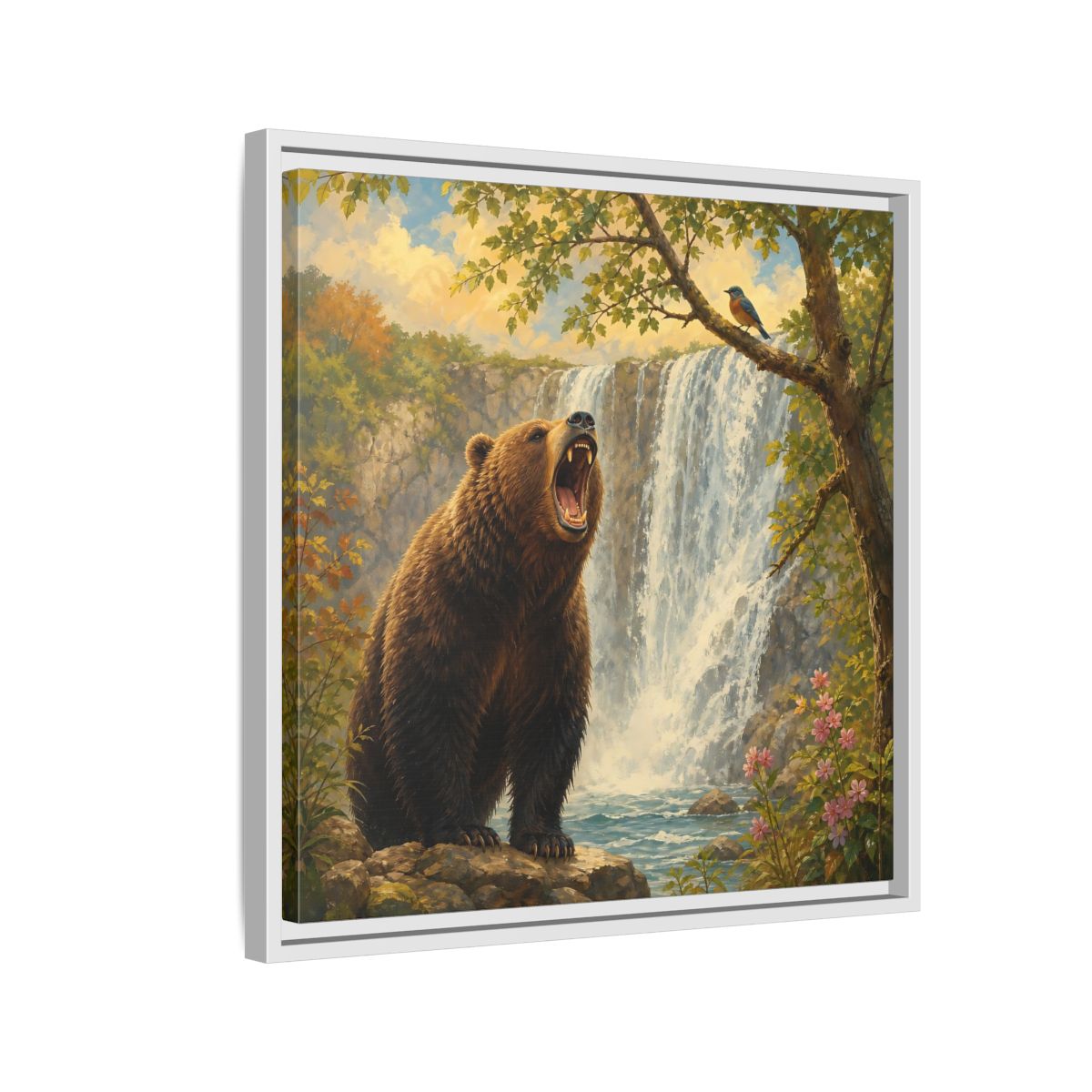 Side Mockup 10. Nature Grizzly Bear Brown Bear Nature shown as stretched canvas wall art