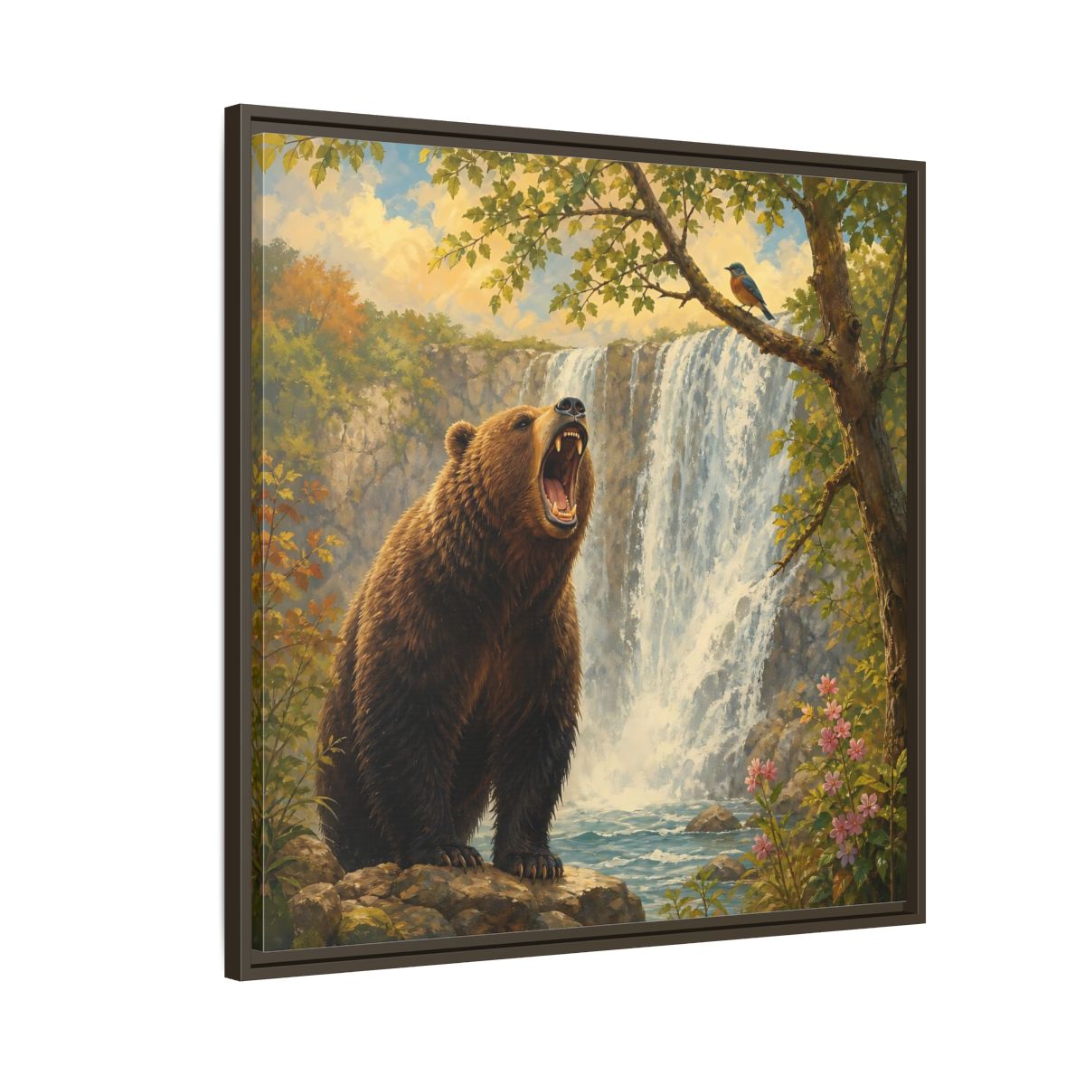 Side Mockup 8. Nature Grizzly Bear Brown Bear Nature shown as stretched canvas wall art