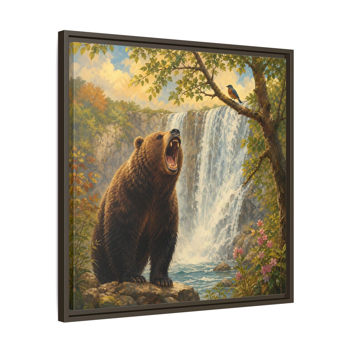 Side Mockup 27. Nature Grizzly Bear Brown Bear Nature shown as stretched canvas wall art