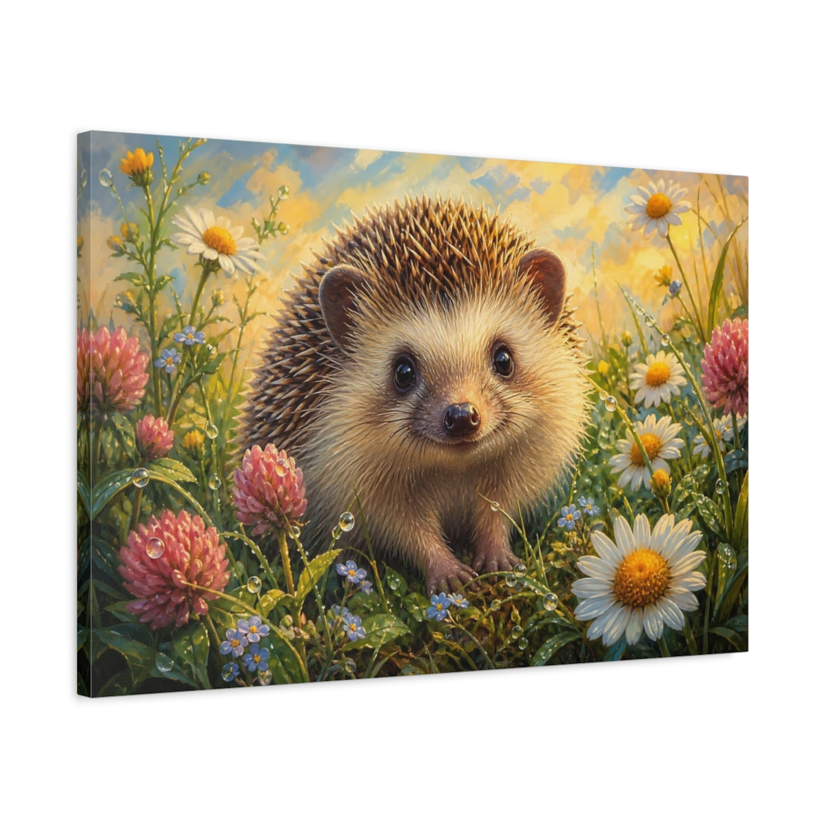 Side Mockup 2. Nature Hedgehog Cute Hedgehog shown as canvas print