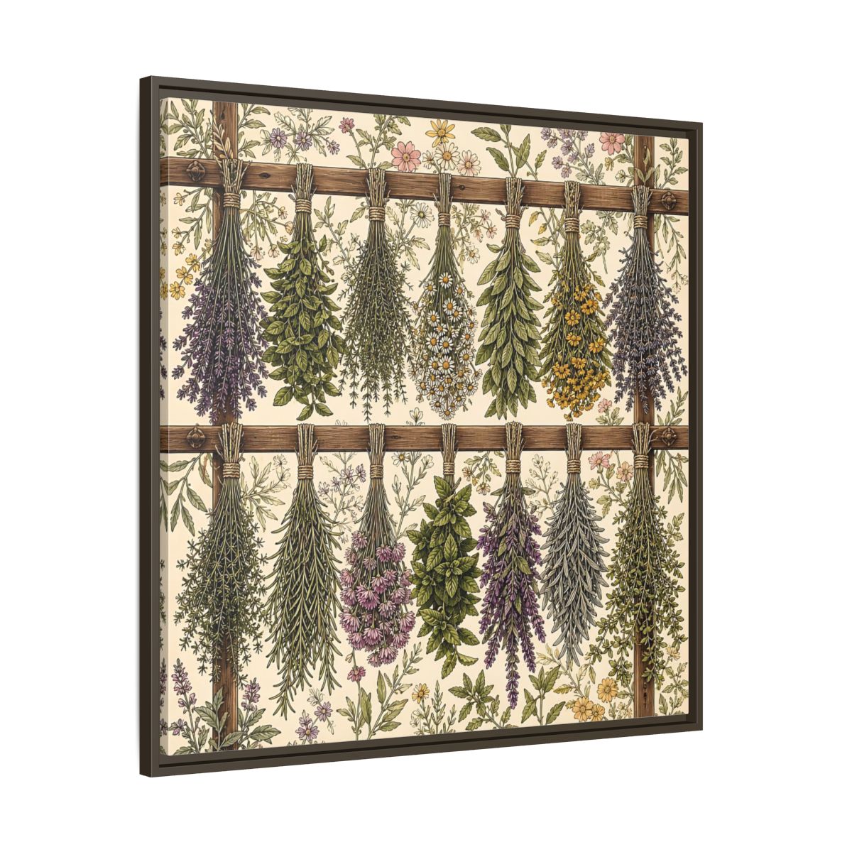 Main Mockup. Nature Herbal Bundles Vintage Botanical shown as stretched canvas wall art