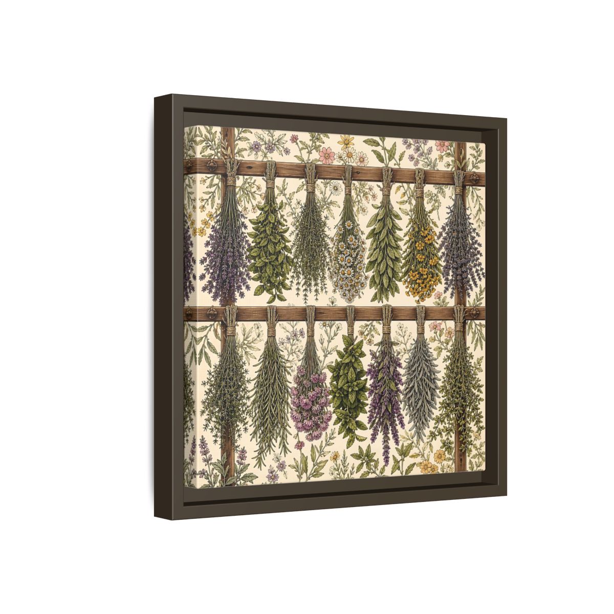 Side Mockup 17. Nature Herbal Bundles Vintage Botanical shown as stretched canvas wall art