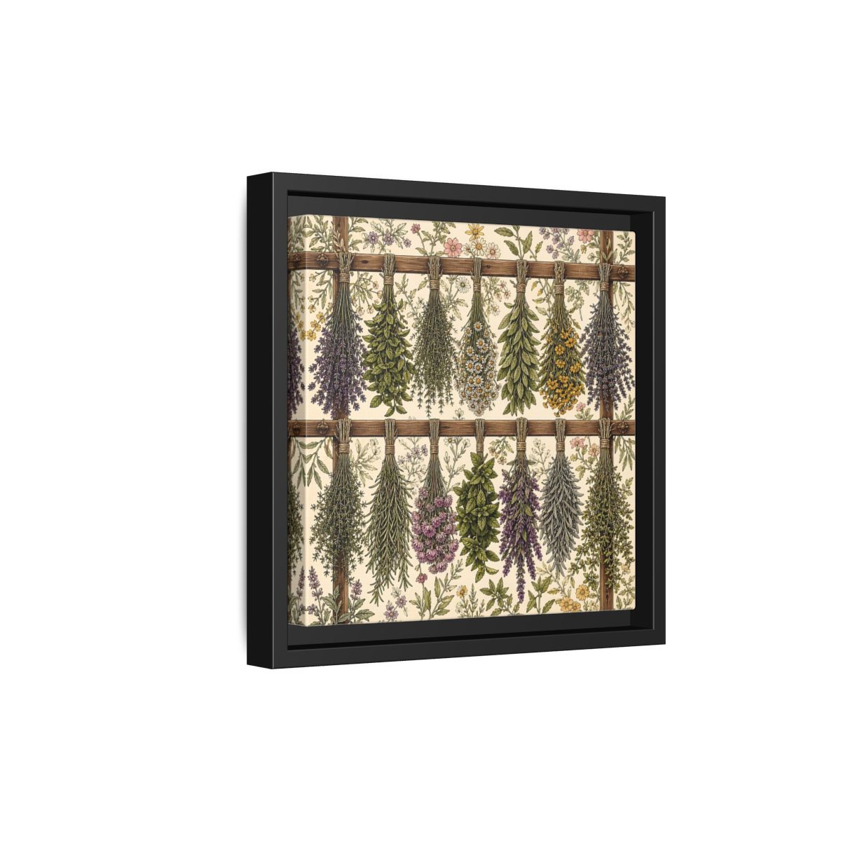 Side Mockup 21. Nature Herbal Bundles Vintage Botanical shown as stretched canvas wall art